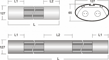 Светильник BS-218M-1176 БАП Halla lighting белый 2 лампы (аварийное исполнение)